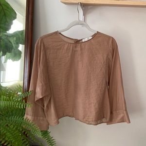 Gorgeous paper-thin Oak + Fort blouse in Sand, size S
